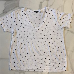 Rails white t with hearts. Large